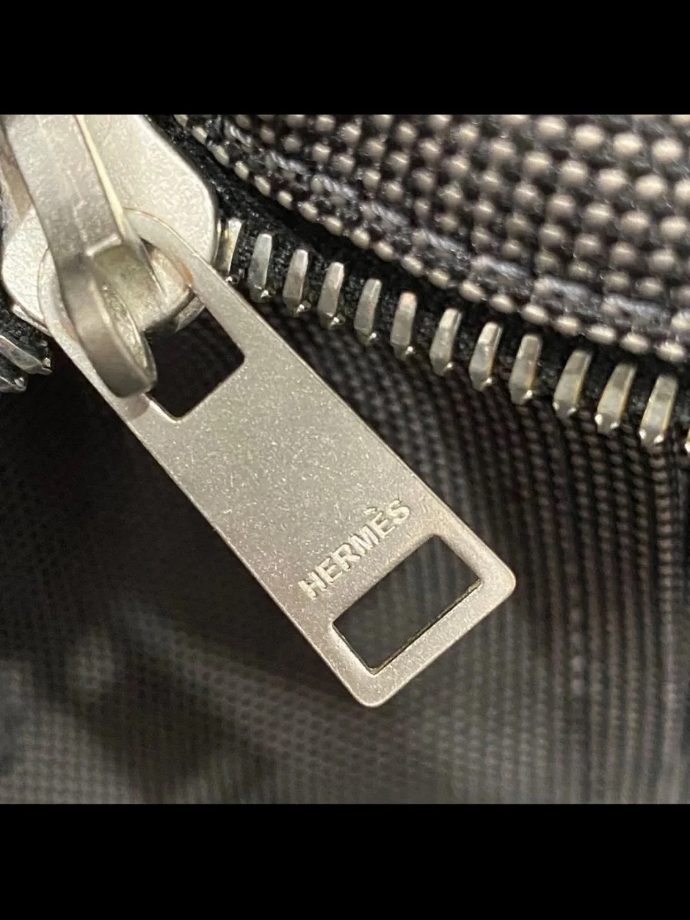 Hermes Navy Gray Canvas Messenger Tote